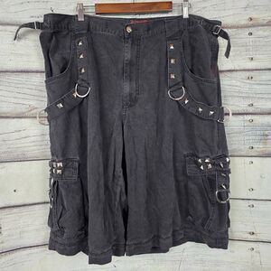 TRIPP NYC Mens Black Gothic Cargo Shorts Studded 2X